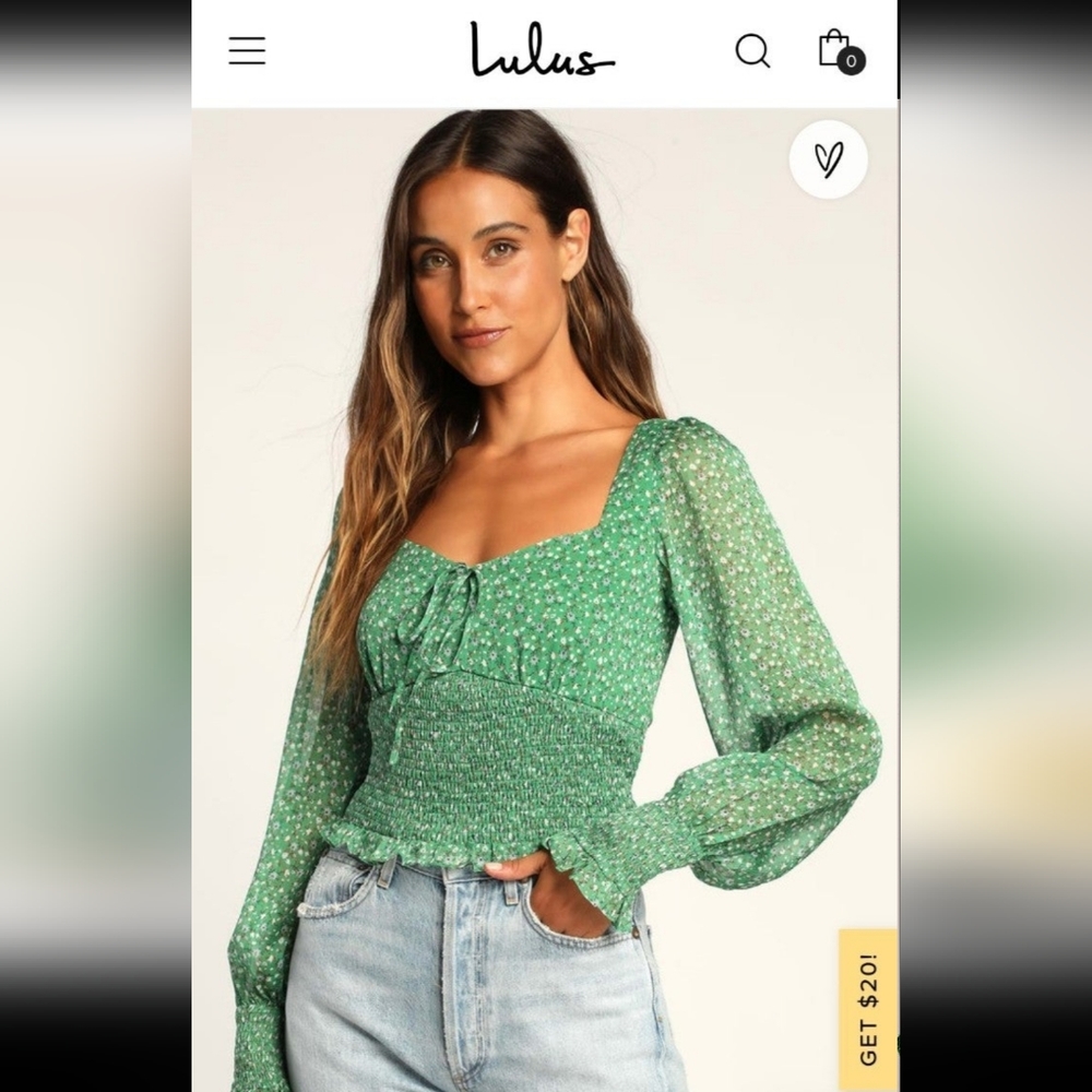 Green floral top